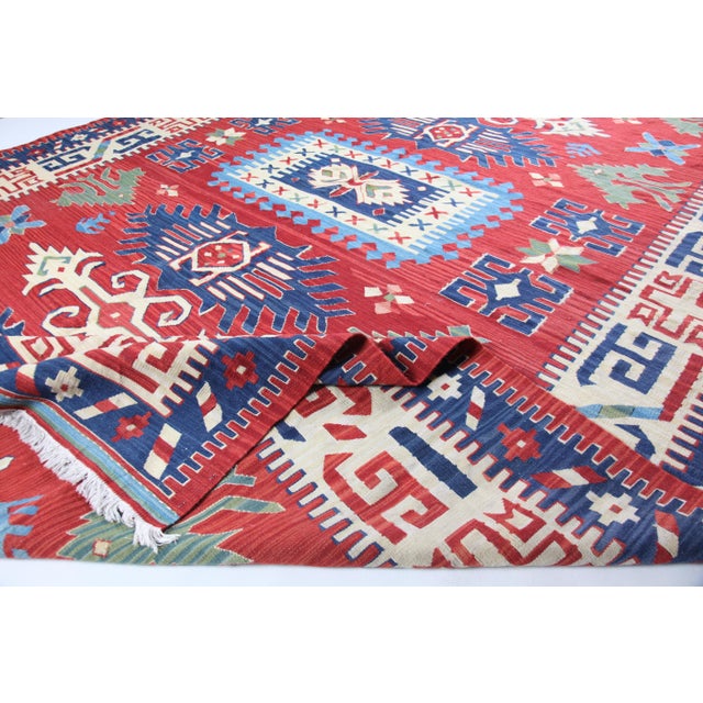 Vintage Oushak Kilim – Handwoven Flatweave With Modern Tribal Motifs -6'9' X 9' 11'' For Sale - Image 9 of 14