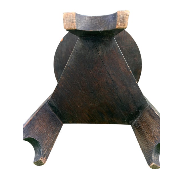 Wood Antique Arts and Crafts Two-Tiered Side Table Tabouret or Plant Stand in the Manner of Gustav Stickley For Sale - Image 7 of 12