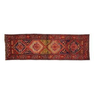 Vintage Persian Heriz Hallway Runner Rug - 3'7 X 11'10 For Sale