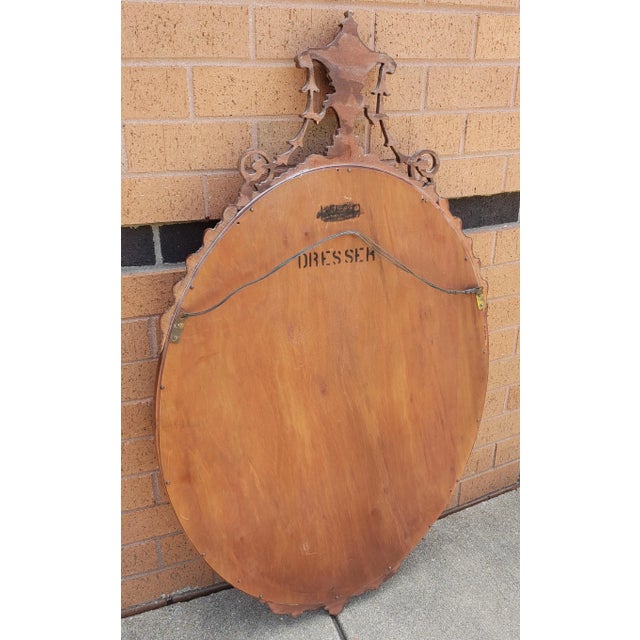 Early 20th C. Solid Carved Mahogany George III Style Oval Mirror For Sale - Image 9 of 10