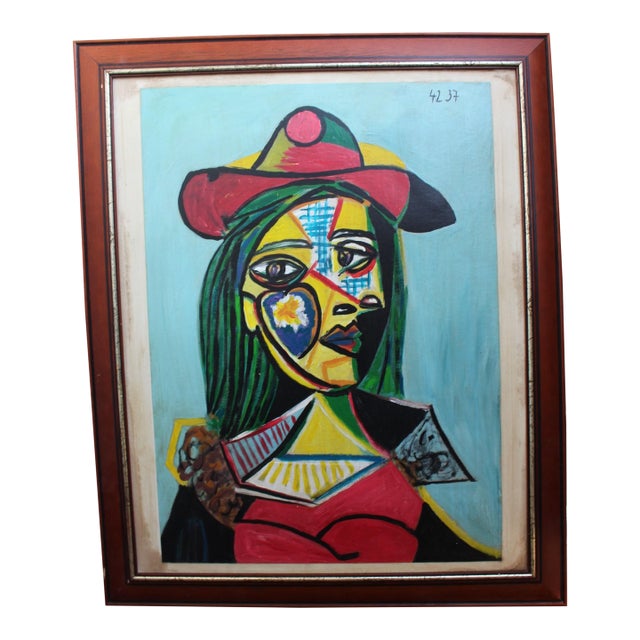 Vintage Cubist Female Portrait For Sale