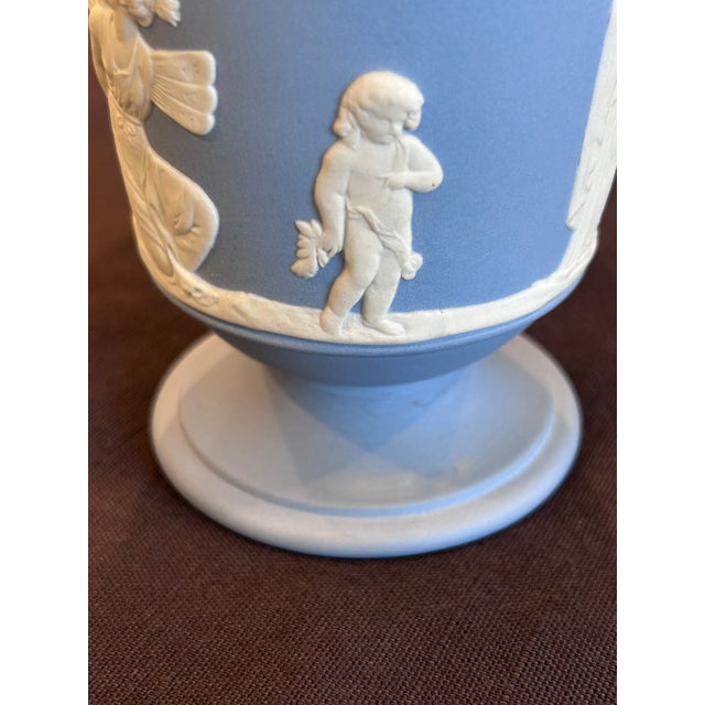Mid 20th Century Wedgwood Portland Blue Jasperware Vase With Classical Relief, England For Sale - Image 13 of 13
