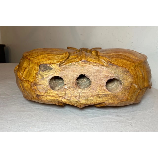Large Vintage Hand Carved Wood Veggie Cabbage Lettuce Figural Vase Sculpture For Sale - Image 13 of 17
