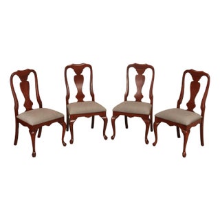 Queen Anne Style Set Of Four Cherry Side Dining Chairs For Sale