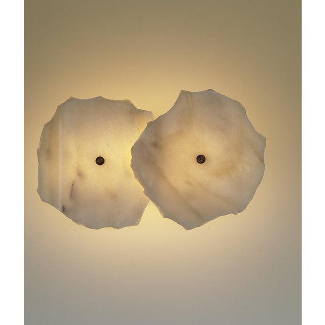 Modern Sculptural with 2 piece Marble Led Wall Sconce Light Contemporary Organic Design For Sale - Image 4 of 15
