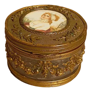 Dore Bronze With Cut Crystal Box / Casket With Signed Miniature. 1860-1880
