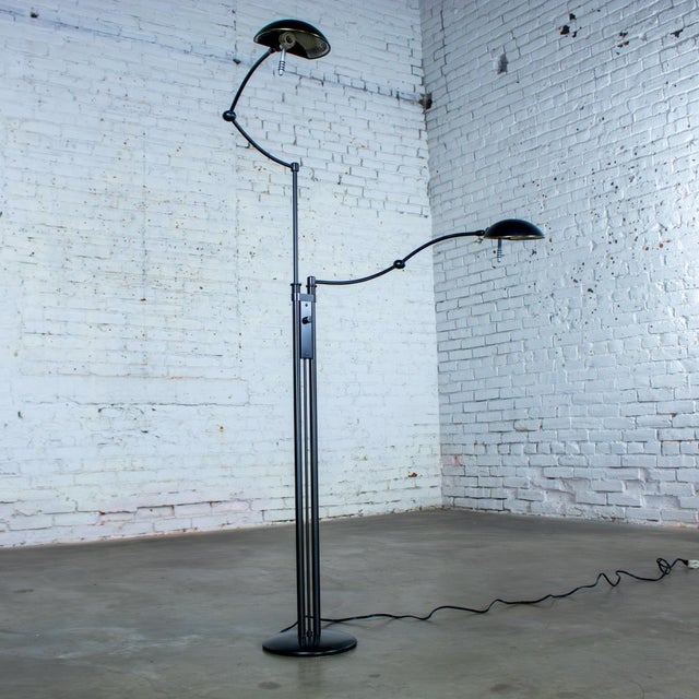 Late 20th Century Postmodern Floor Lamp Model 2505 by Holtkotter Leuchten Twin Arm Black Metal For Sale - Image 10 of 18