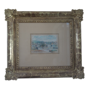 Paul Emile Pissarro "Marine Grand Pont" Original Pastel Painting 1920s