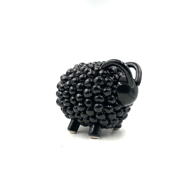 Black Ceramic Ram Sculpture, Italy, 1980s For Sale - Image 12 of 18