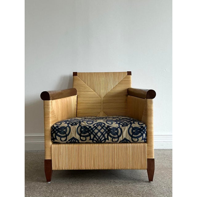 Mid-Century Modern Vintage Donghia “Merbau” Woven Rattan Lounge Chair For Sale - Image 3 of 12