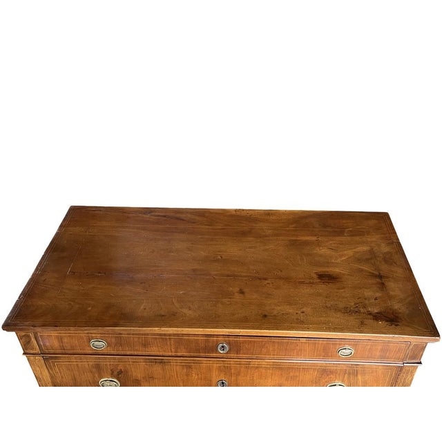 Brown Antique Italian Neoclassical Walnut Commode with Inlay For Sale - Image 8 of 18