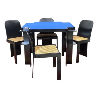 Table and Game Chairs Set from Pierluigi Molinari, 1970s, Set of 5 For Sale