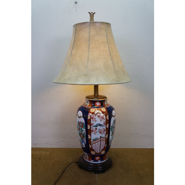 Late 20th Century Frederick Cooper Japanese Imari Porcelain Mantel Vase Urn Table Lamp 34" For Sale - Image 12 of 17