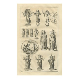 Bernard de Montfaucon, Roman Goddess Statues and Reliefs, 1721, Copper Engraving on Paper For Sale