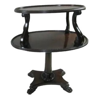Vintage Dark Tone Wood Two Tier Accent End Side Table Claw Legs For Sale