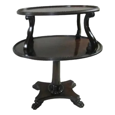 Vintage Dark Tone Wood Two Tier Accent End Side Table Claw Legs For Sale