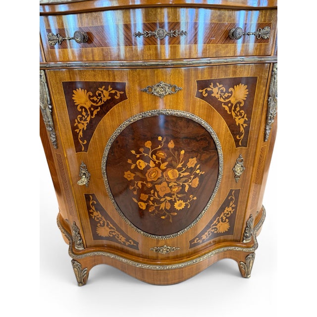 Mid-20th Century Italian Colombo Mobili French Napoleon III Style Marquetry Credenza For Sale In West Palm - Image 6 of 12