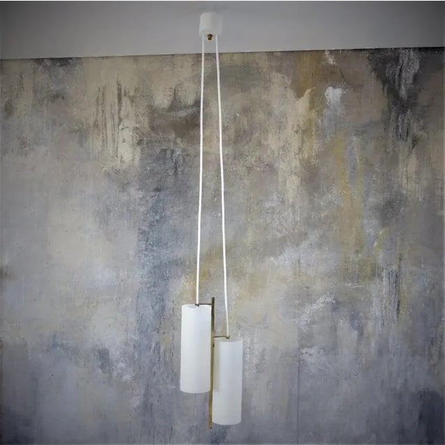 Scandinavian Ceiling Lamp in Brass and Opal Glass, 1950s For Sale - Image 13 of 18