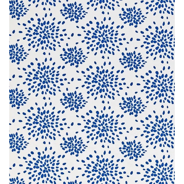 Traditional Sample - The House of Scalamandré Fireworks Cotton Print Fabric, Blue on White For Sale - Image 3 of 3