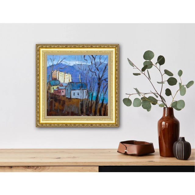 Original oil painting. Virginia City Nevada 10x10 Oil on linen panel. Signed: Haas Unframed. Frames shown are for sample...