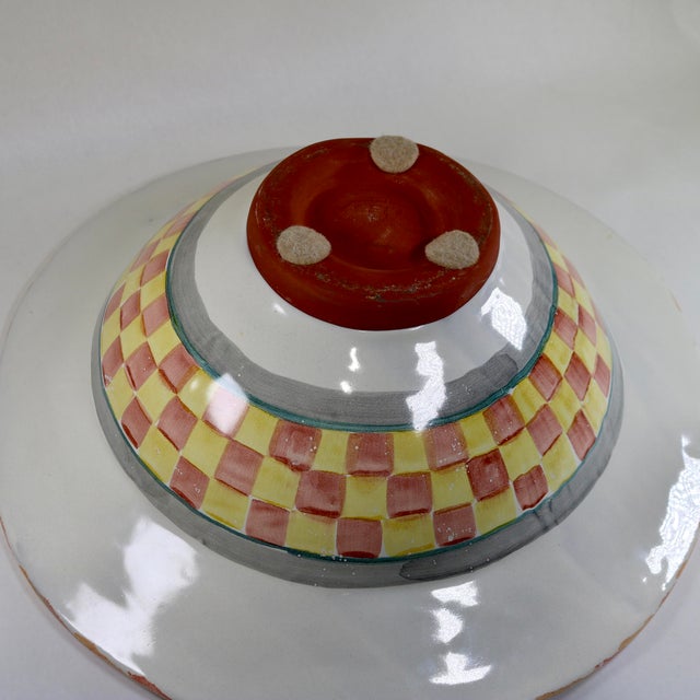 1990s 1990s Mackenzie Childs Boho Chic Huge Salad Serving/Centerpiece Bowl in the Keukenhof Pattern For Sale - Image 5 of 9