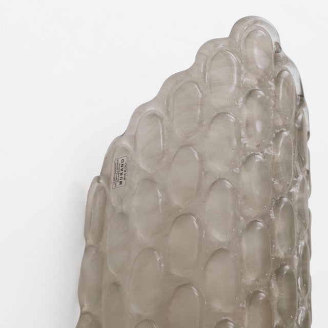 2000 - 2009 Smoked Murano Glass Wall Sconces with Textured Relief, 2000, Set of 2 For Sale - Image 5 of 7