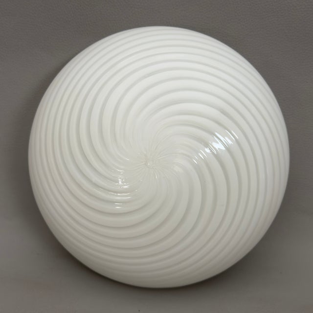 1970s Vintage Opal Spiral Ceiling Lamp in Murano Glass, 1970s For Sale - Image 5 of 11