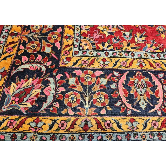 Vintage Kashan Rug, Hand-Knotted Wool, Allover Floral Pattern, Red & Navy, 9x14 For Sale - Image 16 of 17