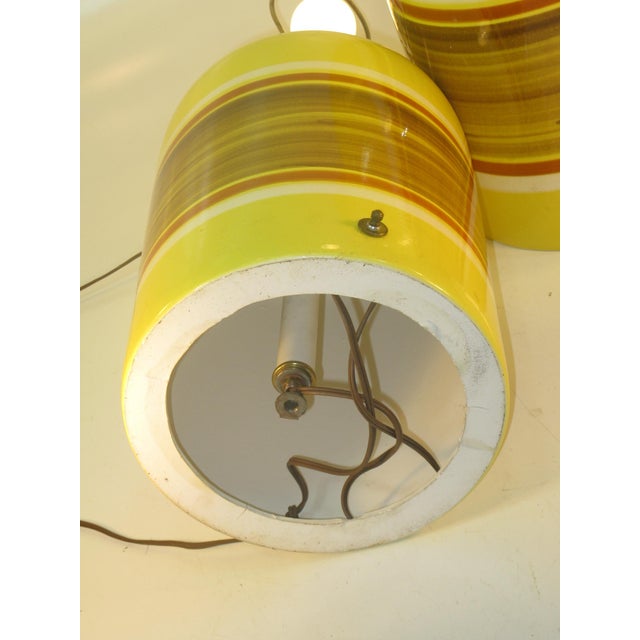 Vintage Mid Century Modern Ceramic Art Pottery Retro Yellow Large Table Lamps - a Pair For Sale - Image 11 of 16
