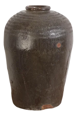 Antique Chinese Ceramic Vase in Dark Tones, 1900s