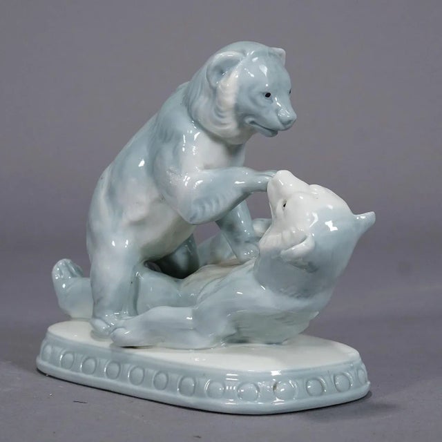 Vintage Porcelain Statue with Playing Bears, Germany, ca 1950s An vintage porcelain statue depicting playing bears,...