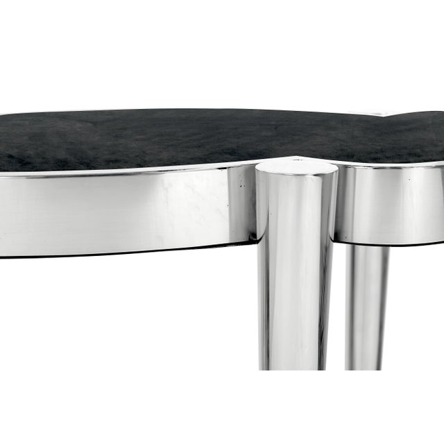 Contemporary Stainless Fermo Side Table (Stainless Steel & Parchment) For Sale - Image 3 of 4