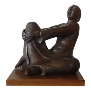 C1961 Austin Productions American Regional Female Sculpture Ala Dust Bowl Era With Angst