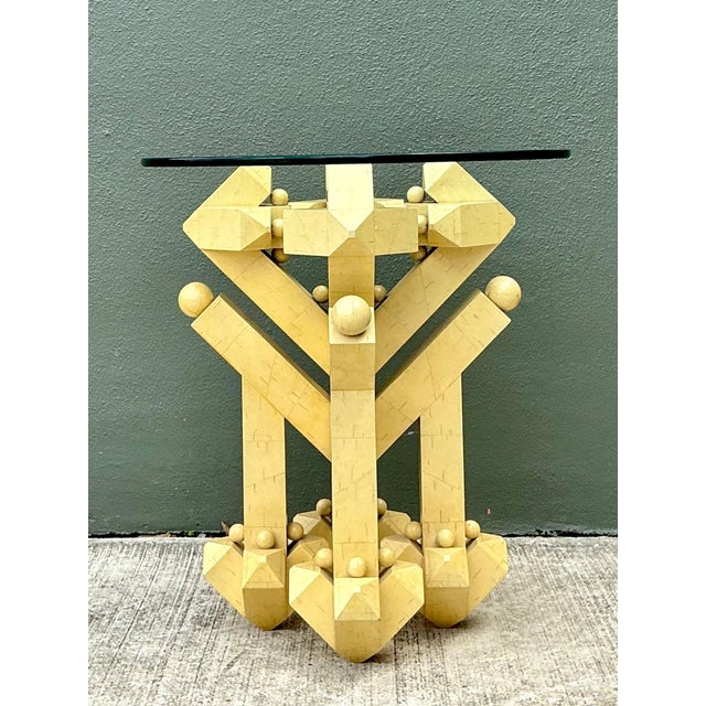 Vintage Postmodern Abstract Wood and Glass Table For Sale - Image 10 of 12