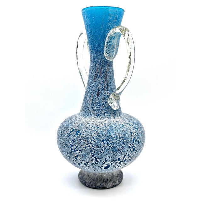 Mid-Century Modern Large Etruscan Style A Scavo Murano Glass Amphora Vase, 1960s For Sale - Image 3 of 18
