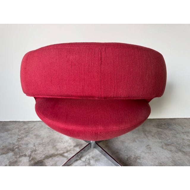 Red Vintage Italian Postmodern-Style Red Swivel Lounge Chair by Italianadivani For Sale - Image 8 of 12
