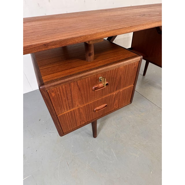Wood Mid-Century Danish Teak Desk attributed to Louis van Teeffelen for Wébé, 1950s For Sale - Image 7 of 18