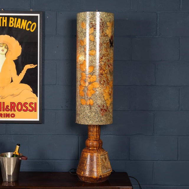 Brown Vintage 20th Century French Resin & Botanical Table Lamp from Accolay, 1970 For Sale - Image 8 of 18