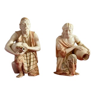 Kneeling Water Carriers attributed to James Hadley for Royal Worcester, Set of 2 For Sale