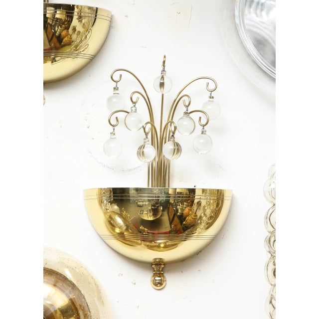 1940s Art Deco Crystal Ball Sconces - A Pair For Sale - Image 5 of 7