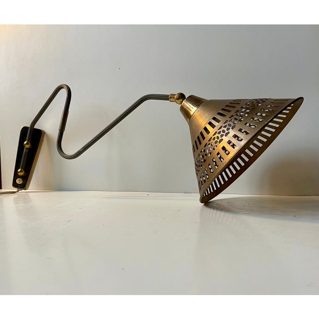 Scandinavian Modern Articulated Wall Lamp in Brass, 1960s For Sale - Image 9 of 9