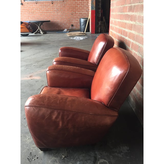 Saddle Brown Leather Club Chairs A Pair Chairish