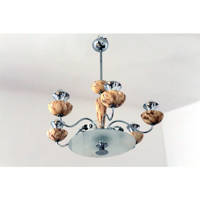 1940s Art Deco Chandelier in Chrome, 1930s For Sale - Image 5 of 14