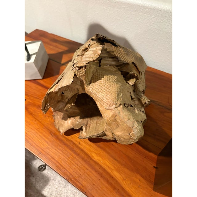 Taupe Vintage Hand-Made Paper Construction Sculpture of a Female Head by Artist Betty Klavun, 21.5” High For Sale - Image 8 of 10
