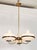 1960's mid-century modern 3 arm walnut and brass Italian chandelier in the style of Stilnovo, in vintage condition, with...