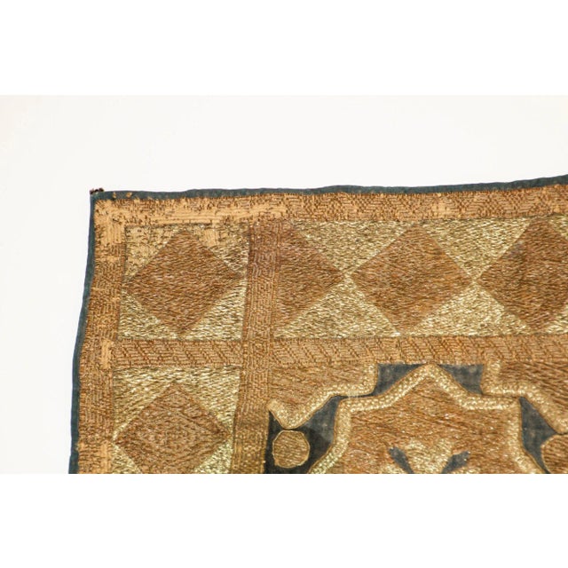 19th Century Islamic Art Ottoman Metallic Threads Arched Fragment Textile For Sale - Image 10 of 13