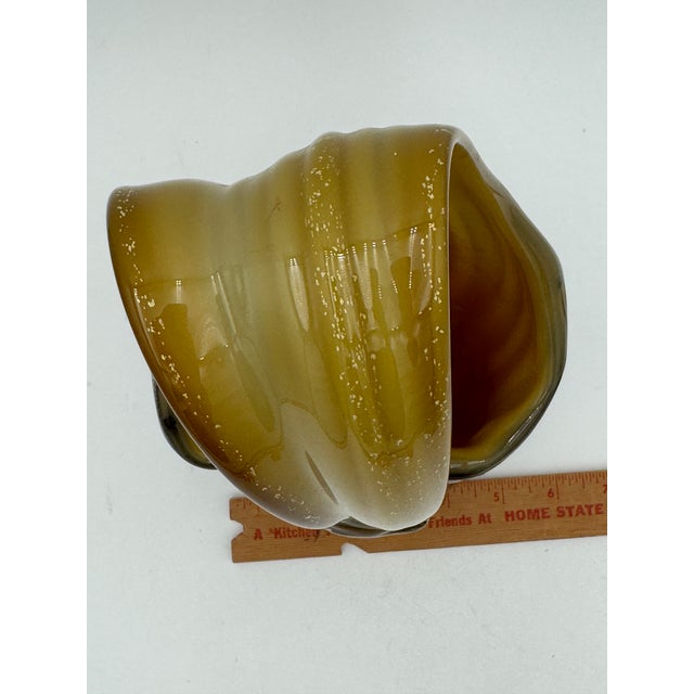 Mid Century Murano Amber Art Glass Aventurine Gold Flecks Vase Basket Handled For Sale - Image 9 of 11