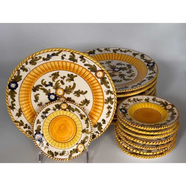 LastChance!16 Pieces Vintage Italian Ceramiche Hand Painted Salad and Olive Oil Plates For Sale - Image 12 of 12