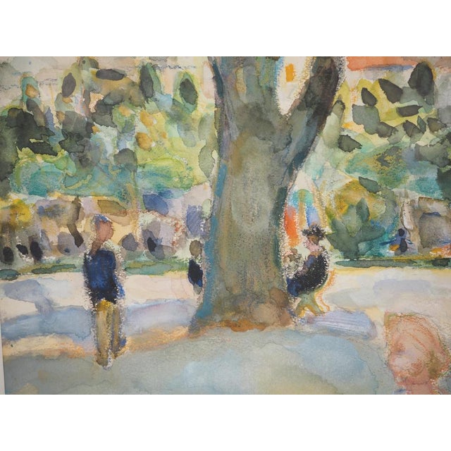 Kurt Groeger, Marseille, Afternoon in the Park, Original Watercolor For Sale - Image 5 of 12