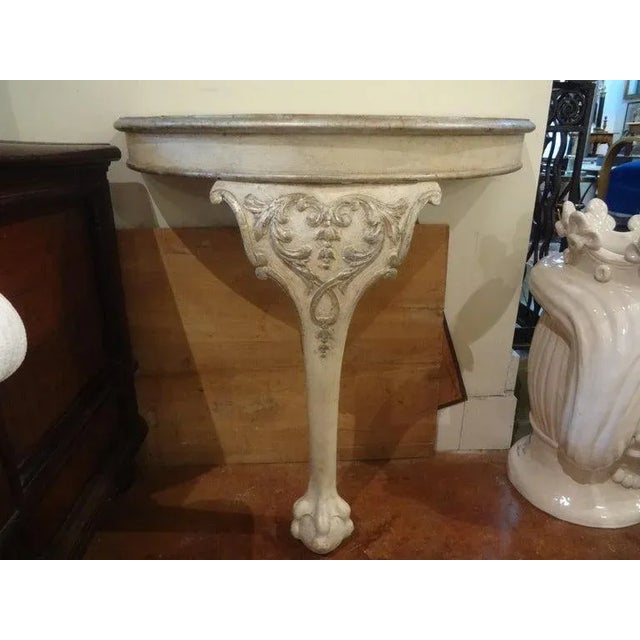 Pair of Venetian Painted and Parcel Gilt Console Tables For Sale - Image 11 of 13